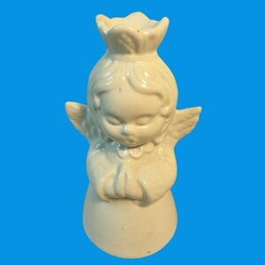Handerbeit Praying Angel Candle Holder White Ceramic Porcelain Vintage Germany